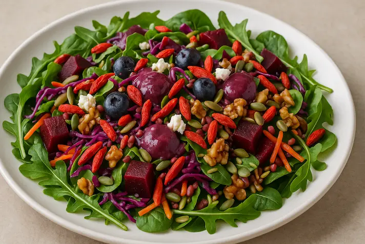 Ensalada Antioxidante con Bayas de Goji y Acai Para Diabetes